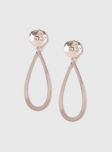 Dorothy Perkins Rose Gold Look Oval Drop Earrings