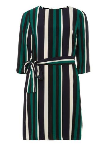 Dorothy Perkins Multi Coloured Stripe Tie Waist Belt Shift Dress