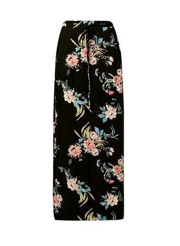 Dorothy Perkins Black Oriental Floral Print Maxi Skirt