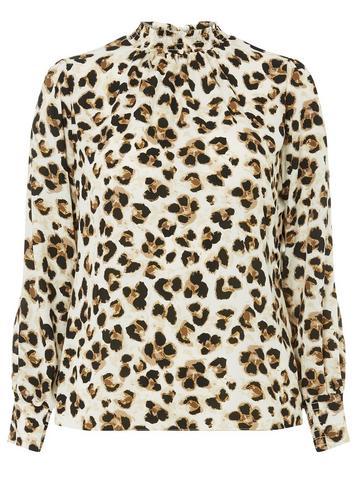 Dorothy Perkins Ivory Glitter Animal Print Shirred Top