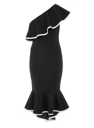 Dorothy Perkins *quiz Black One Shoulder Dip Hem Bodycon Dress