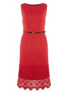 Dorothy Perkins Red Floral Lace Hem Pencil Dress