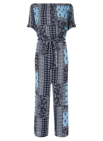 Dorothy Perkins *tall Blue Tile Bardot Jumpsuit