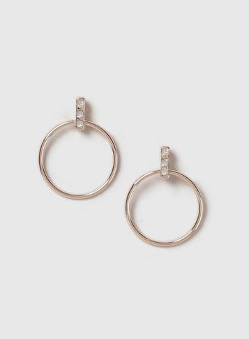 Dorothy Perkins Rose Gold Rhinestone Bar Hoop Earrings