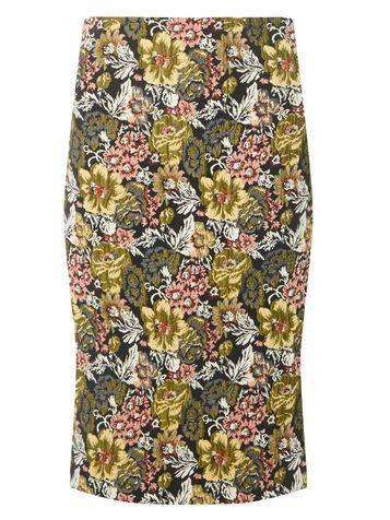 Dorothy Perkins Yellow Jacquard Pencil Skirt