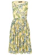 *tenki Yellow Floral Print Midi Dress