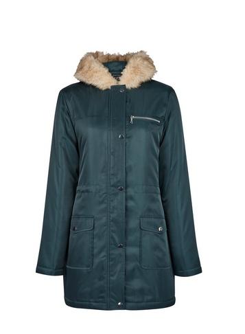 Dorothy Perkins Forest Green Faux Fur Hood Parka Coat