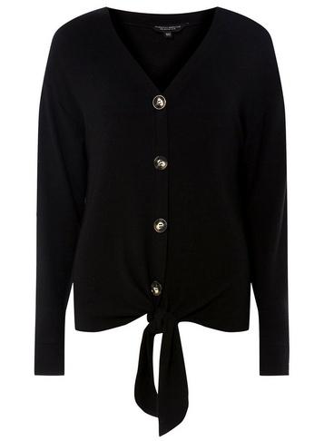 Dorothy Perkins Black Brushed Tie Front Top