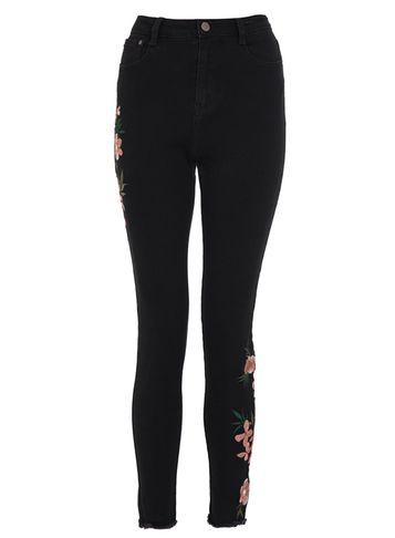 Dorothy Perkins *quiz Black Floral Embroidered Jeans