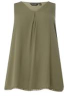 Dorothy Perkins Dp Curve Khaki Pom Pom Camisole Top