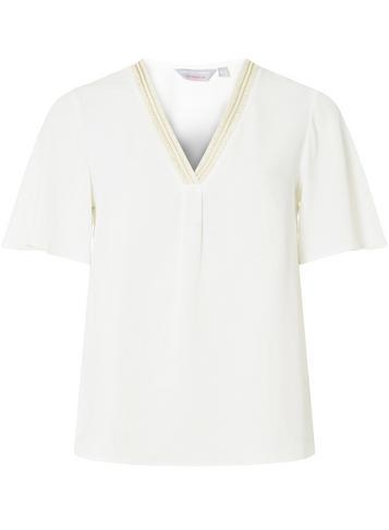 Dorothy Perkins Petite Ivory Trim V-neck T-shirt