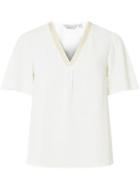 Dorothy Perkins Petite Ivory Trim V-neck T-shirt