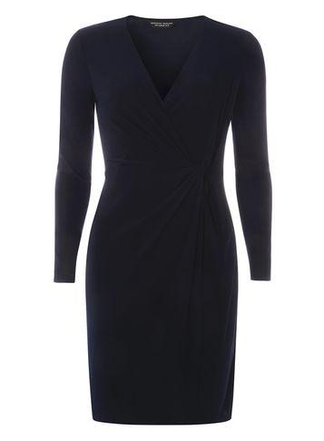 Dorothy Perkins Navy Side Knot Slinky Pencil Dress