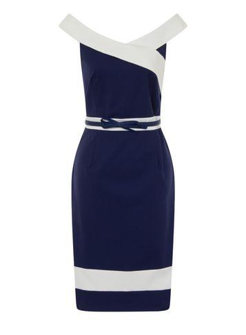 Dorothy Perkins *paper Dolls Navy Contrast Dress