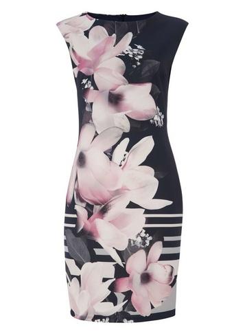 *roman Originals Navy Floral Scuba Bodycon Dress