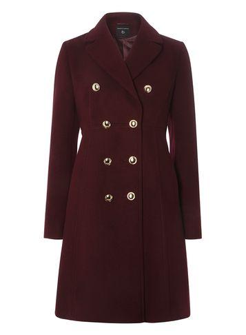 Dorothy Perkins Burgundy Double Breasted Dolly Duster Coat