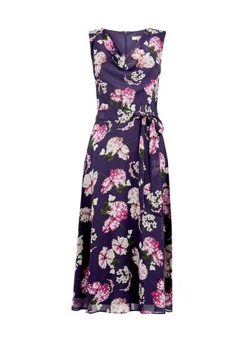 *billie & Blossom Tall Navy Floral Print Cowl Neck Dress