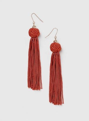 Dorothy Perkins Orange Knot Tassel Earrings