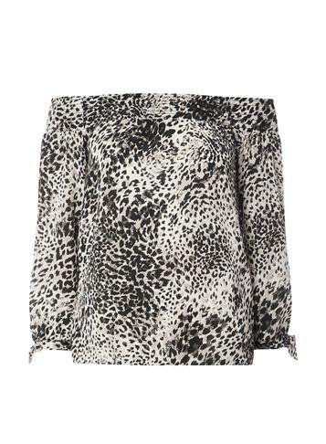Dorothy Perkins Grey Animal Print Bardot Top