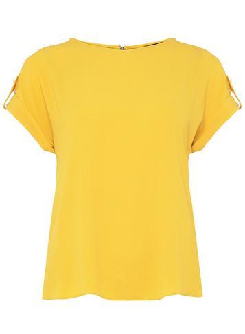 Dorothy Perkins Ochre Button Sleeve T-shirt