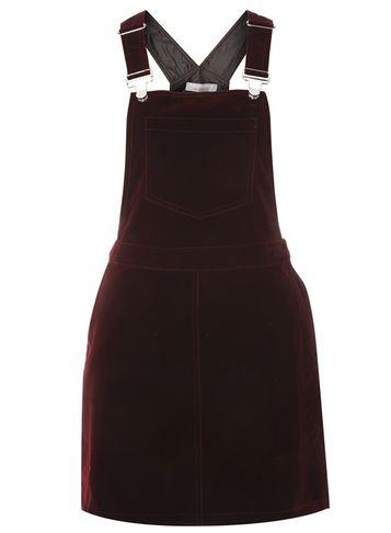 Dorothy Perkins Petite Wine Velvet Pinafore Dress