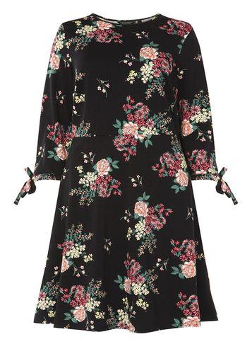 Dorothy Perkins Dp Curve Multi Coloured Floral Print Jersey Skater Dress