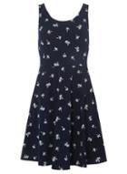 Dorothy Perkins Navy Tropical Print Seamed Fit And Flare Dress