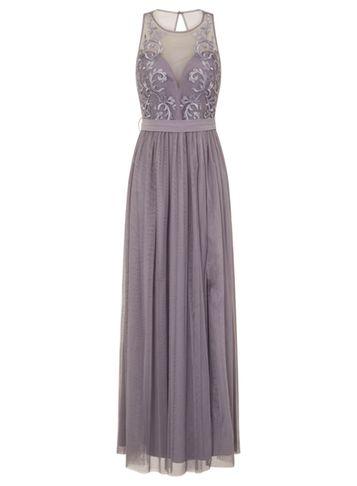 Dorothy Perkins *little Mistress Purple Lace Maxi Dress