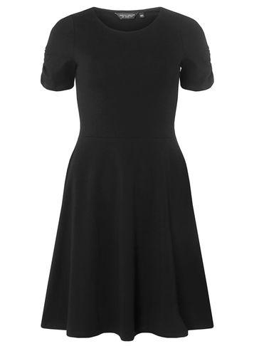 Dorothy Perkins Black Ruched Sleeve Skater Dress