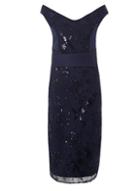 Dorothy Perkins *scarlett B Navy 'sophie' Midi Bardot Bodycon Dress