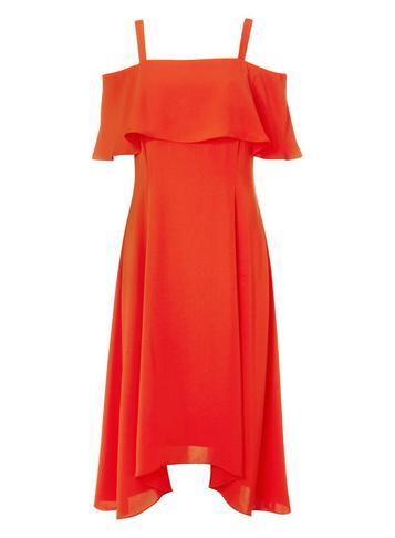 Dorothy Perkins *roman Originals Orange Cold Shoulder Skater Dress