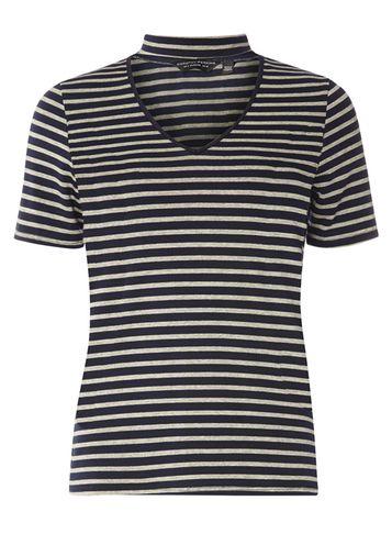 Dorothy Perkins Navy/grey Stripe Choker T-shirt