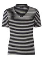 Dorothy Perkins Navy/grey Stripe Choker T-shirt