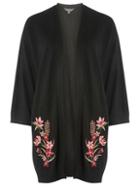 Dorothy Perkins *tall Black Embroidered Front Cardigan