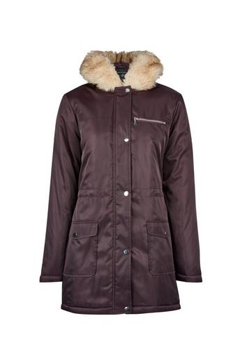 Dorothy Perkins Burgundy Faux Fur Hood Parka Coat