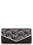 Dorothy Perkins *quiz Black And White Diamante Clutch Bag