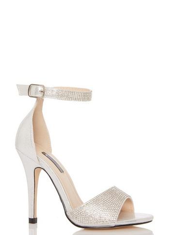 *quiz Silver Diamante Strap Sandals