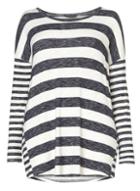 Dorothy Perkins Dp Curve Navy And Ivory Stripe Jumper