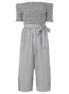 Dorothy Perkins Black Gingham Shirred Jumpsuit