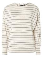 Dorothy Perkins Grey And Ivory Striped Brushed Batwing Top