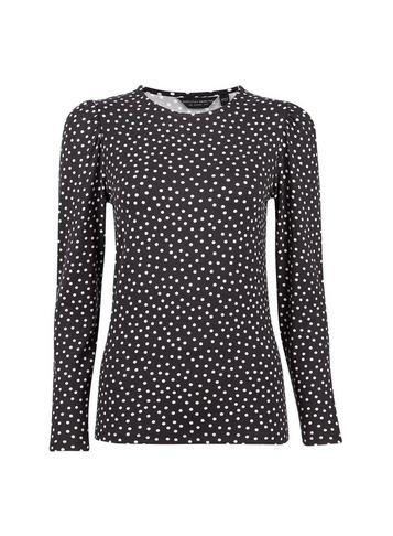 Dorothy Perkins Black Spot Print Puff Sleeve Top