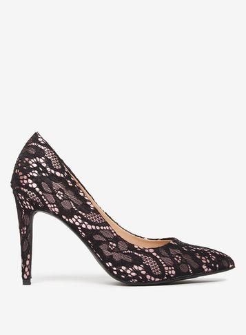 Dorothy Perkins Black Lace 'emily' Point Court Shoes