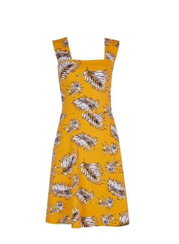 Dorothy Perkins Yellow Square Neck Print Fit And Flare Dress