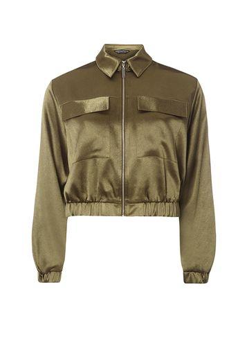 Dorothy Perkins Khaki Satin Bomber Jacket