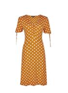 Dorothy Perkins Yellow Spot Print Ruched Fit And Flare Dress