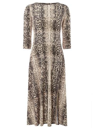 Dorothy Perkins Cream Snake Print Split Midi Dress