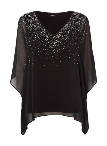 *roman Originals Black Chiffon Overlay Top
