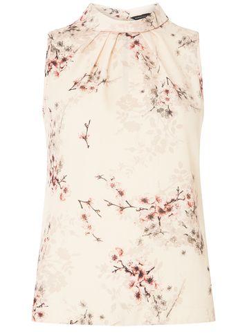Dorothy Perkins Blush Pleat Neck Sleeveless Top