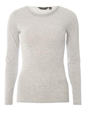 Dorothy Perkins *tall Grey Crew Neck Long Sleeve Top