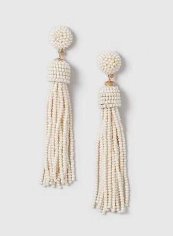 Dorothy Perkins Cream Bead Tassel Earrings